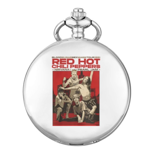 Discover Vintage Retro Red Hot Chili Peppers Concert Graphic Pocket Watches, Red Hot Chili Peppers Pocket Watches