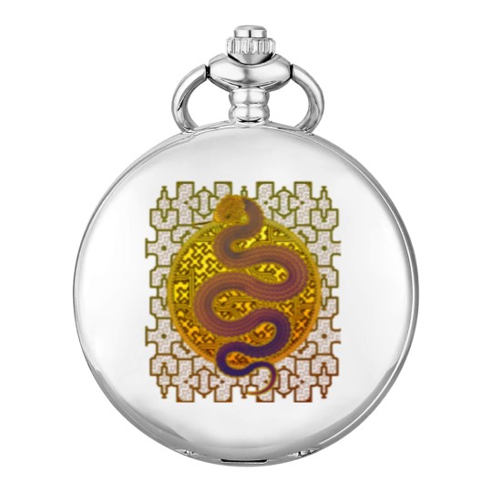 Discover Cosmic Serpent, Kene Anaconda Shipibo Pattern Pocket Watches