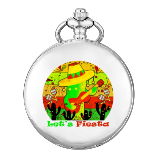 Discover Lets Fiesta Cinco De Mayo Mexican Guitar Cactus Pocket Watches