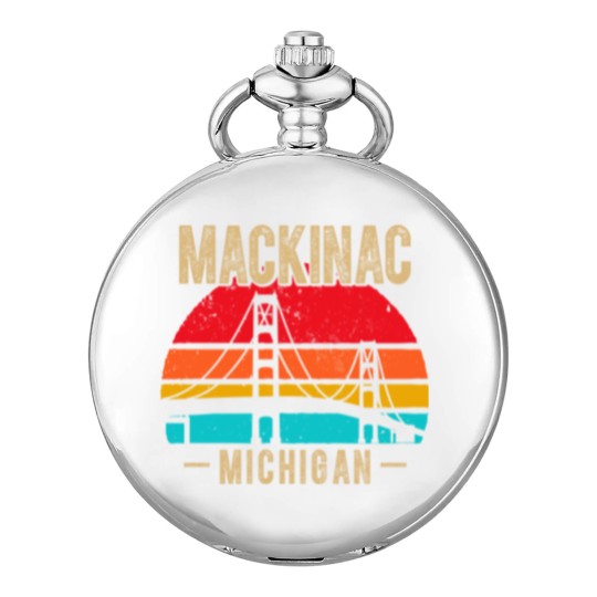 Discover mackinac bridge mackinaw retro vintage michigan souvenir Pocket Watches