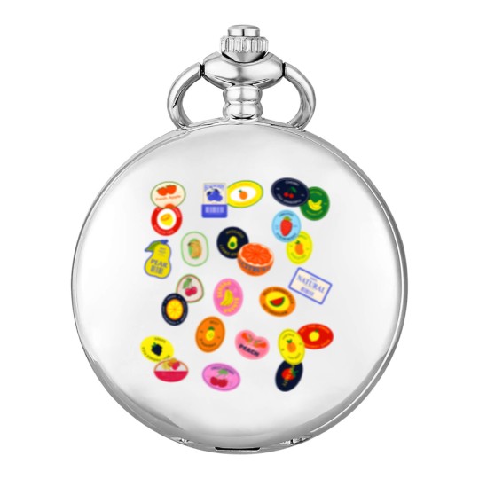 Discover Comfort Colors Fruit Sticker Pocket Watches, Summer Graphic Pocket Watches