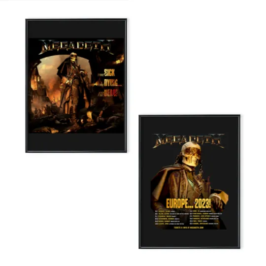 Discover Color Megadeth Band Europe 2023 Tour Summer Dates Poster Set