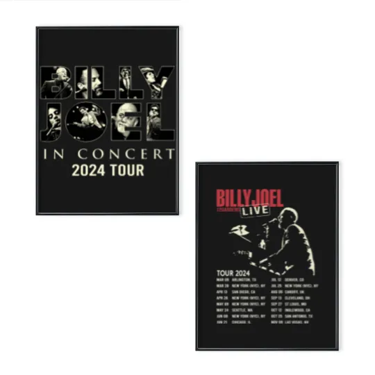 Discover Billy Joel Music Tour 2024 Font & Back Poster Set