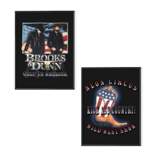 Discover Vintage 00's BROOKS AND DUNN Only In America Neon Circus Kick Ass Poster Set