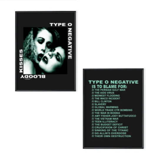 Discover TYPE O NEGATIVE 1993 Bloody Kisses Vintage Band Tour Poster Set