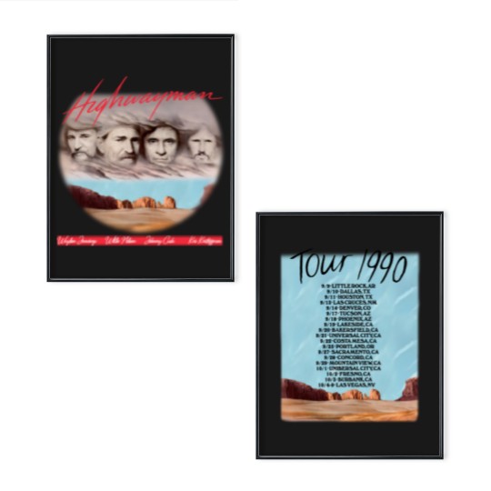 Discover The Highwaymen 1990 Kick Off Concert Tour Poster Set, Highwaymen Begin Tour 1990 Poster Set