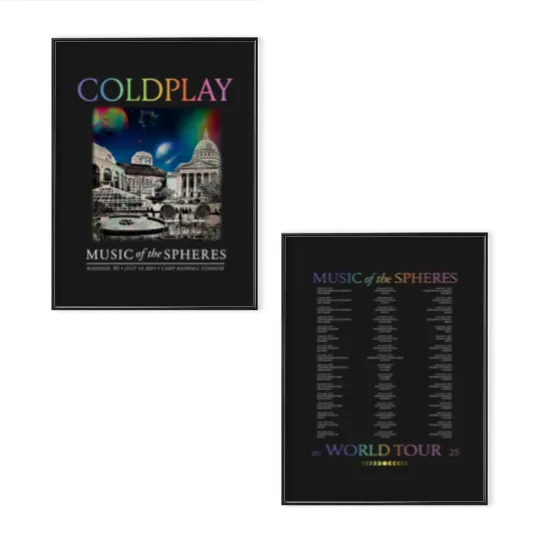 Discover Coldplay Madison Wisconsin Music Of The Spheres 2025 Tour On July 19 Poster Set