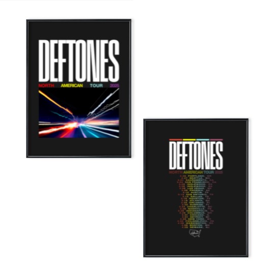 Discover Deftone 2025 Tour Merch North American Dates Poster Set.