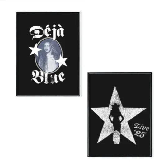 Discover Deja blue Beyoncé Tour 2025 Cowboy Carter navy Poster Set,