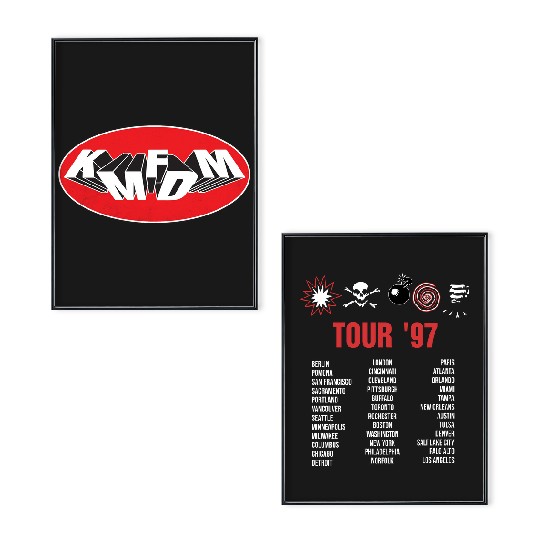 Discover KMFDM 1997 Symbols Tour Concert Poster Set Black Cotton Unisex For Fans