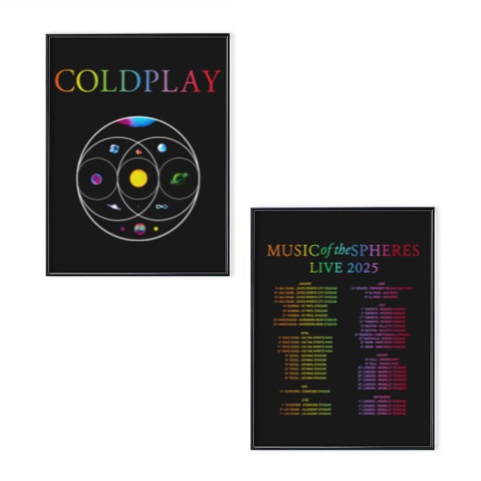 Discover Coldplay Music Of The Spheres Live 2025 Tour Merch Two Sides Unisex Poster Set
