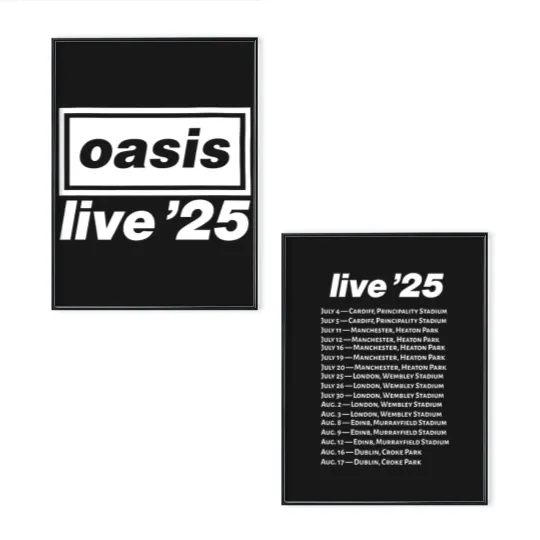 Discover Oasis Live 25 Tour Poster Set – Unisex Britpop Rock Heavyweight Poster Set