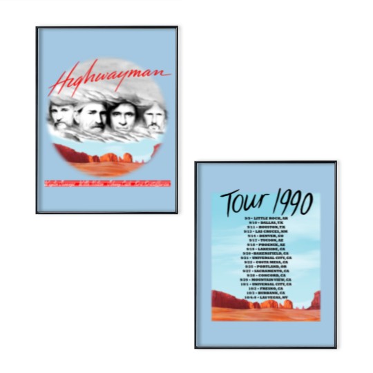 Discover The Highwaymen 1990 Kick Off Concert Tour Poster Set