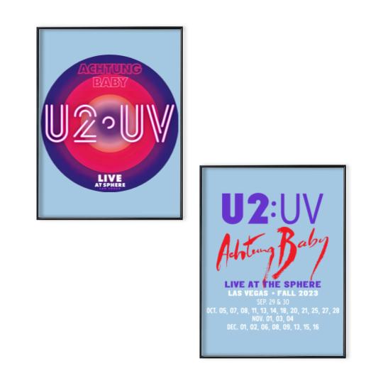 Discover U2 Achtung Baby Live At Sphere Las Vegas Fall 2023 Concert Poster Set