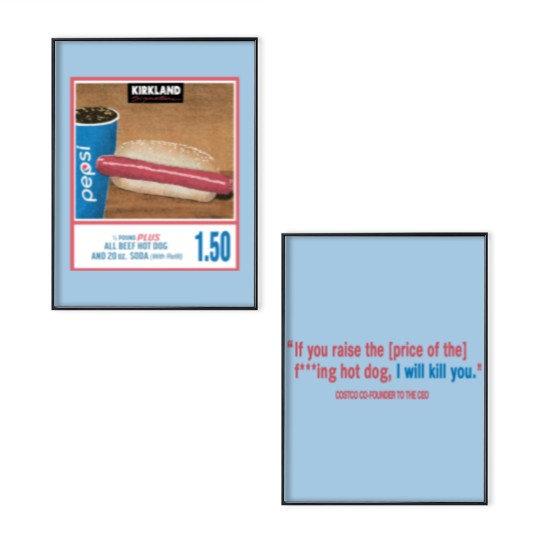 Discover 1.50 Costco Hot Dog & Soda Combo With Quote Poster Set