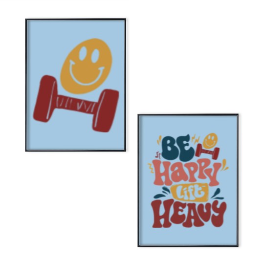 Discover Be Happy Lift Heavy  Poster Set, Fall Workout Apparel, Gift for Gym Lover, Workout Gift, Funny Weightlifting Poster Set