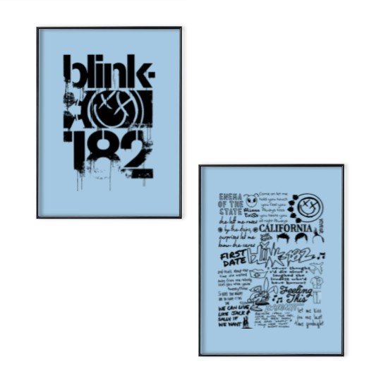 Discover Blink182 The World Tour 2023 Poster Set, Blink Smile 182 Poster Set, B182 Lyric Album Song