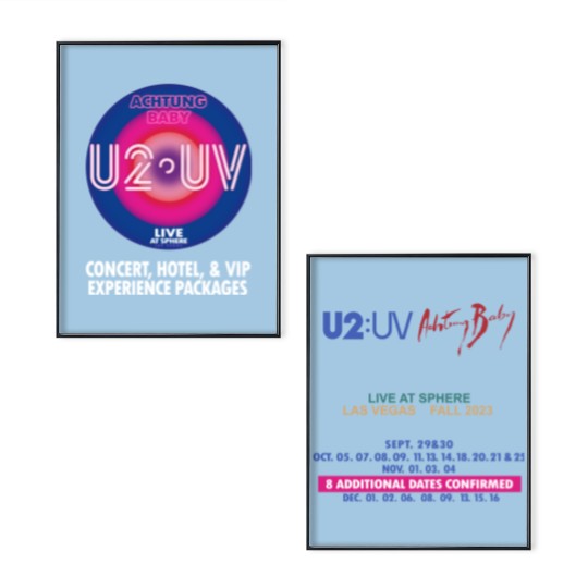 Discover U2 Las Vegas Double Side Poster Set ,U2 Ultraviolet Sphere 2023,U2 UV logo,U2 Live at Sphere,U2 matching trip Poster Set,U2 Venetian,U2 residency