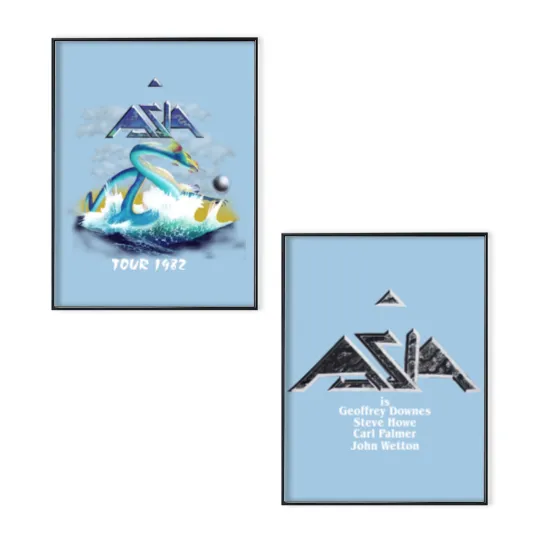 Discover ASIA band Tour Men Poster Set Double-sided Black Unisex