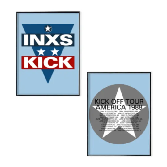 Discover Vintage INXS Kick Off America Tour 1988 Star Band Rock Concert Poster Set