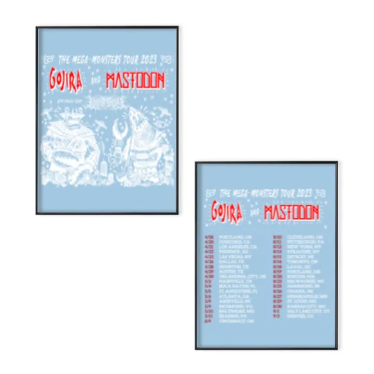 Discover Color Gojira and Mastodon The Mega Monsters Tour 2023 Poster Set