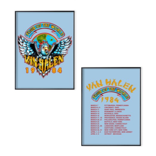 Discover Vintage 1984 World Tour Monsters of Rock van Double Sided Unisex Poster Set