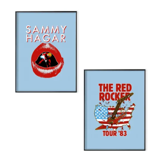 Discover Vintage Sammy Hagar 1983 Red Rocker Tour Black Poster Set Gift For Fans Music