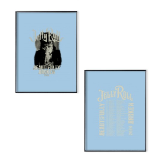 Discover Color Jelly Roll The Beautifully Broken Tour 2024 2 side Poster Set, Jelly Roll 2024 Concert Poster Set