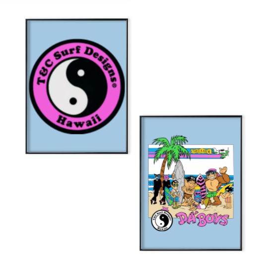 Discover NEW 80s T&C Town & Country Surf Designs Poster Set Made in USA Hawaii Skate 1986 Vtg