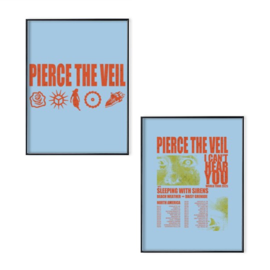 Discover Pierce The Veil I Can't Hear You World Tour 2025 Poster Set Double Sided