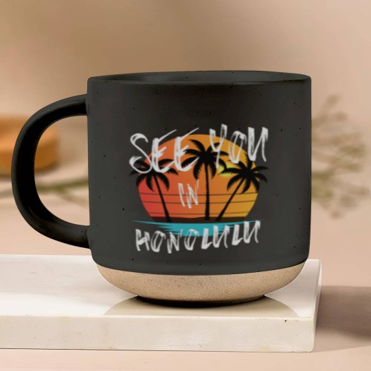 Discover Honolulu retro vintage family surfer souvenir Pottery Mugs