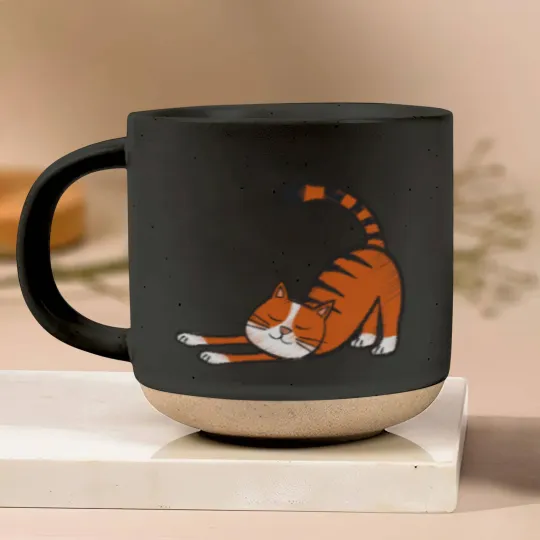 Discover Cute cat with black stripes and orange color Pottery Mugs