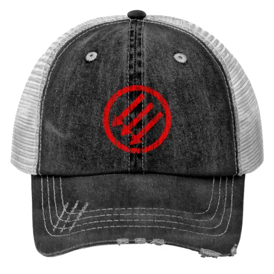 Discover Three Arrows [Antifa] [Iron Front] Grunge Print Trucker Hats