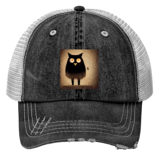 Discover A Cat And An Owl Funny Pet Owner Print Trucker Hats
