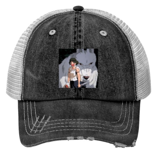 Discover Princess Mononoke draw wlf Print Trucker Hats