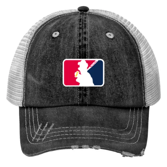 Discover Blooper Mascot Major League Brews Print Trucker Hats