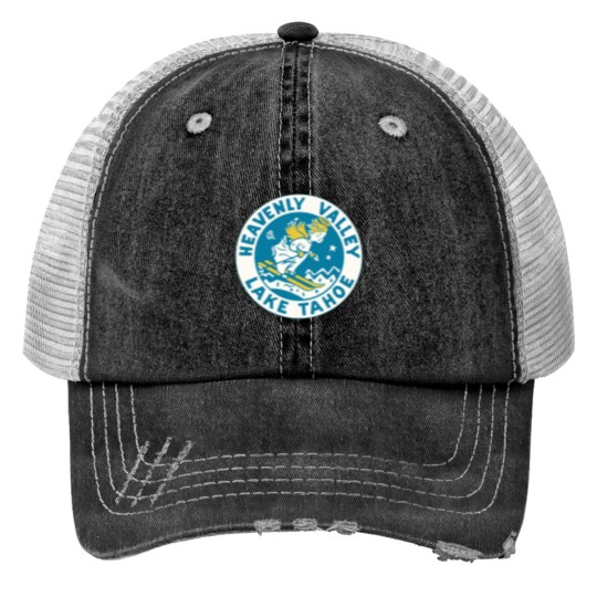 Discover Heavenly Valley Lake Tahoe Vintage Travel Decal Print Trucker Hats