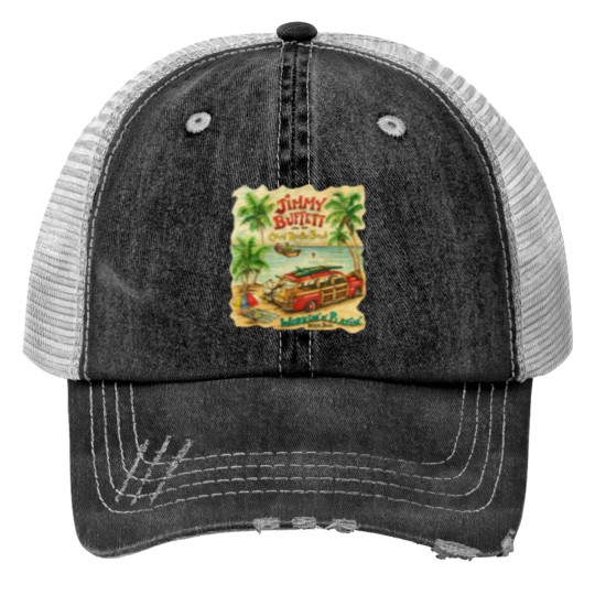 Discover Jimmy Buffett and Coral reefer Print Trucker Hats