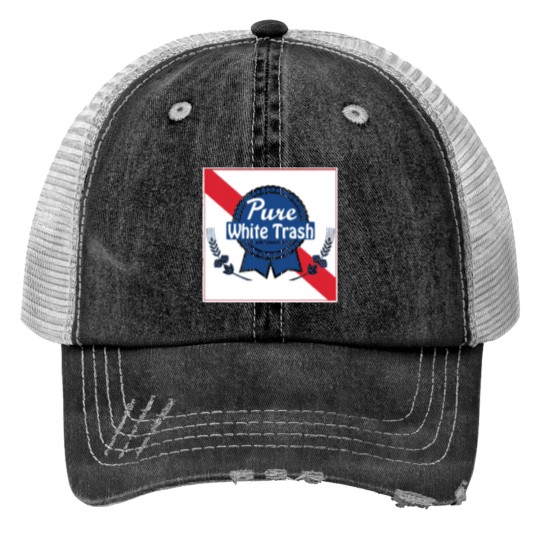 Discover PBR Pure White Trash Print Trucker Hats