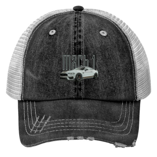 Discover MACH 1 MustangT 5.0L V8 Performance Car Fighter Jetray Print Trucker Hats