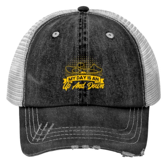 Discover Roller Coaster My Day Is An Up And Down Rollerco Print Trucker Hats