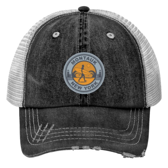 Discover Montauk Print Trucker Hats