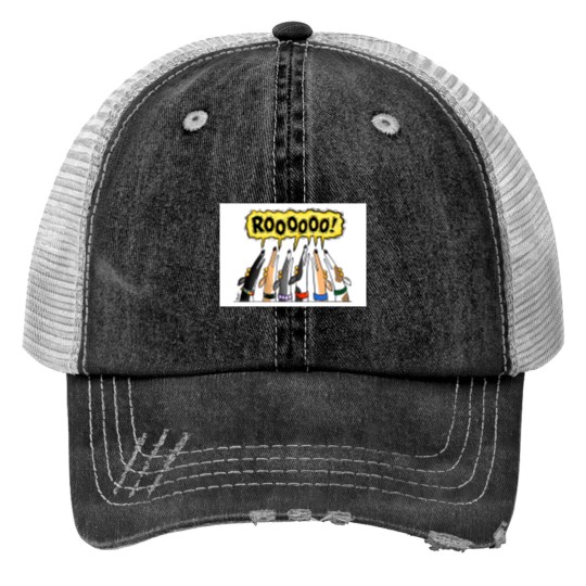 Discover Roooooo Print Trucker Hats