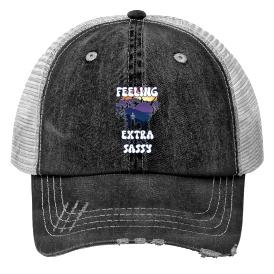 Discover Feeling Extra Sassy Funny Sasquatch Giving the MiddleFinger Print Trucker Hats