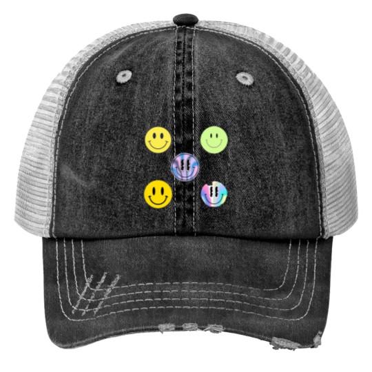 Discover Smiley Faces Pack Print Trucker Hats