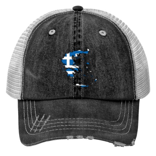 Discover Greece Map With Greek Flag Sticker Print Trucker Hats