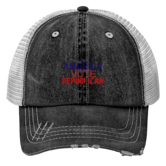 Discover Makse America broke again Vote Republican Print Trucker Hats
