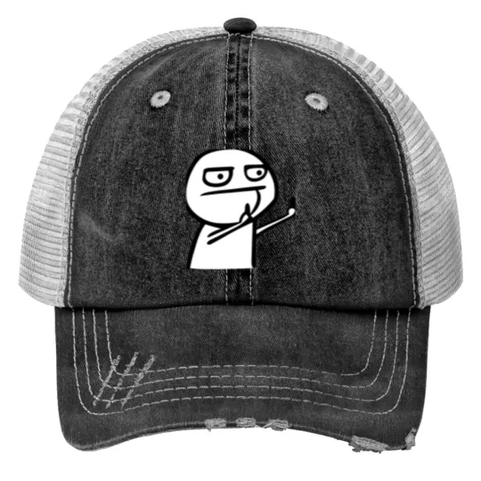 Discover Funny Fuckx Middlee finger Troll Face Meme Print Trucker Hats