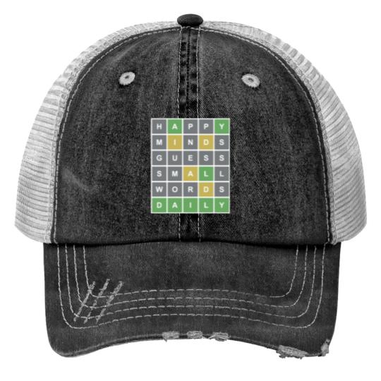 Discover Happy Minds Guess Small Words Daily Wordle Game Print Trucker Hats
