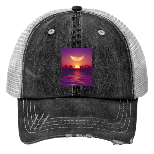 Discover big moon  georgia okeeffe pink moon over water140 Print Trucker Hats